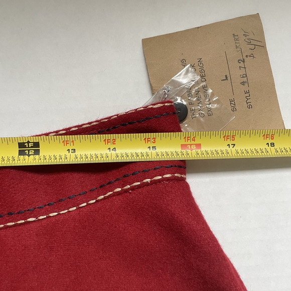 VTG Karavan Wool Button Skirt L Red Boho Folk Y2K Cottagecore Mod Lined NWT - Picture 7 of 8
